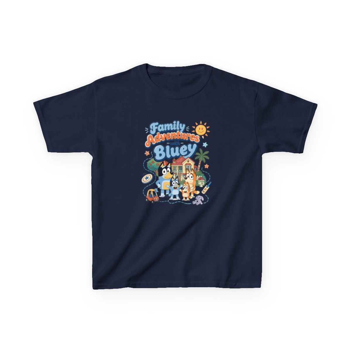 Bluey "Family Adventures with Bluey" Unisex Kids Tee - alternate angle 3, merchandise