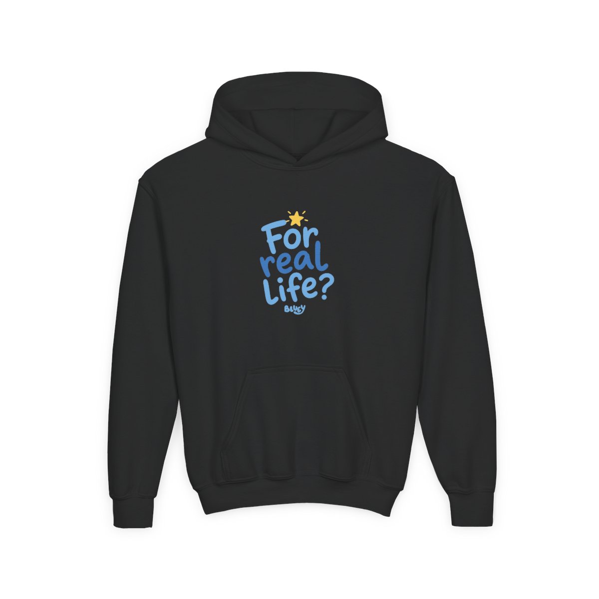 Bluey "For real life?" Kids Hoodie - alternate angle 2, merchandise