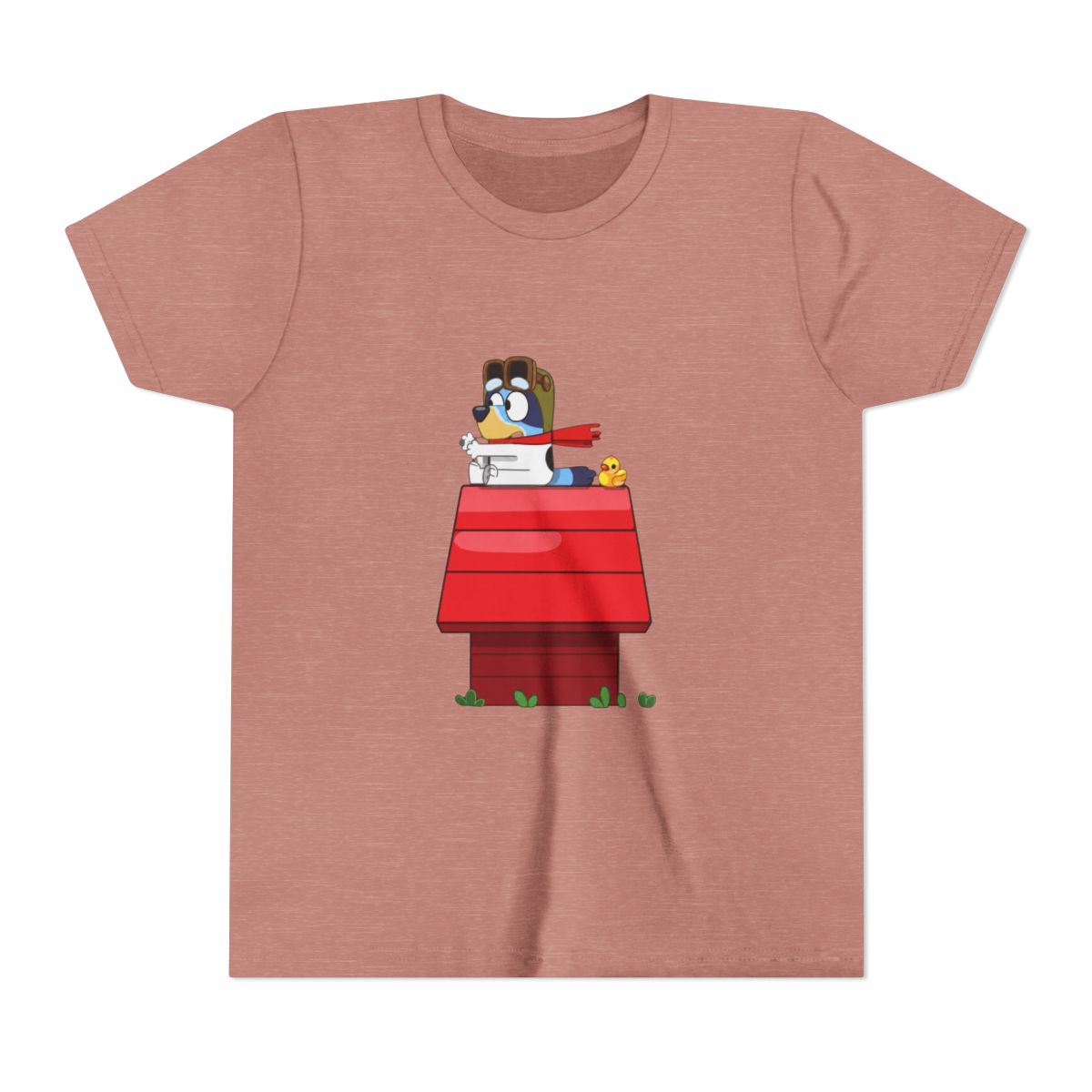 Bluey Flying Ace on Red Doghouse Kids T Shirt - alternate angle 4, merchandise
