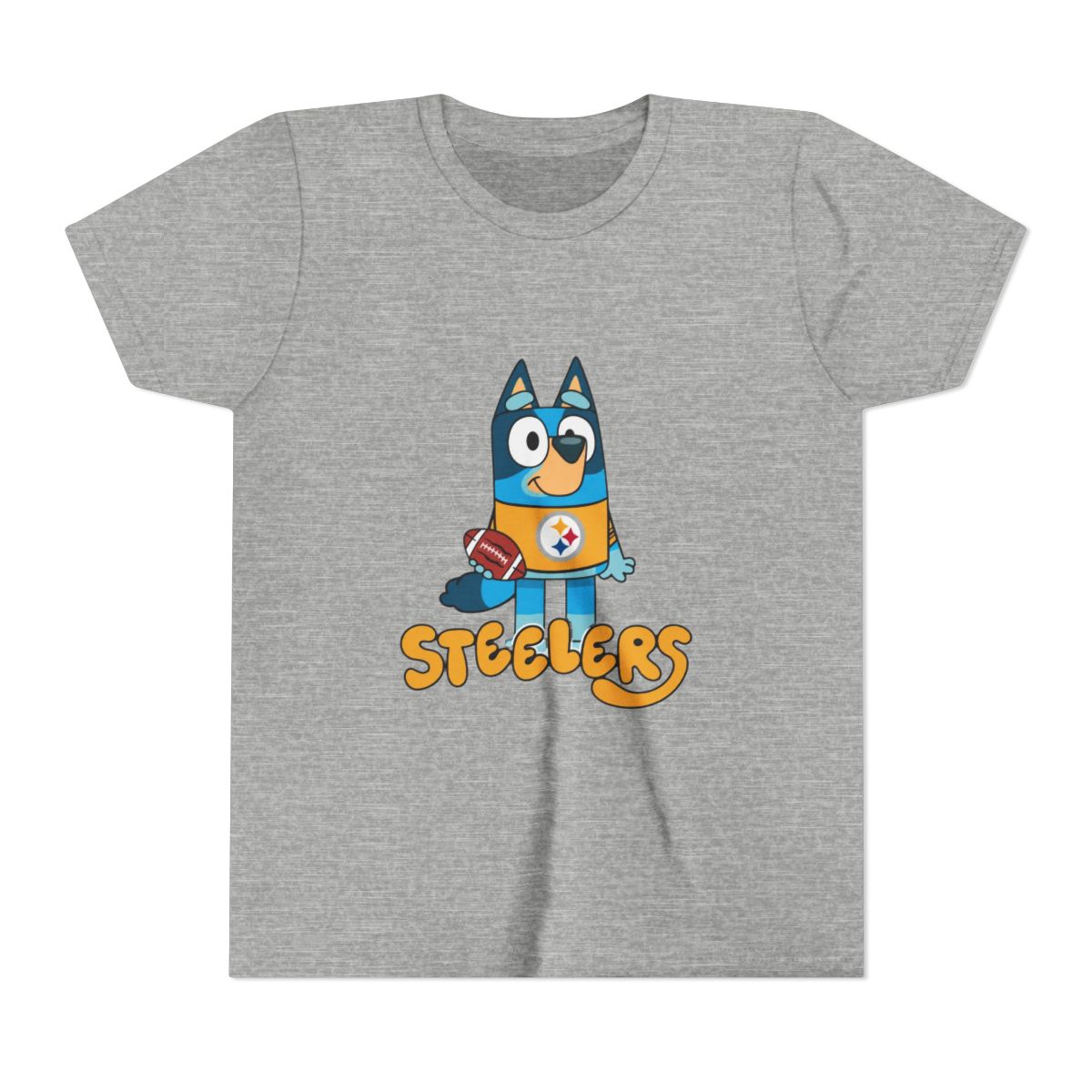Bluey Steeler Football Kids T Shirt - alternate angle 2, merchandise