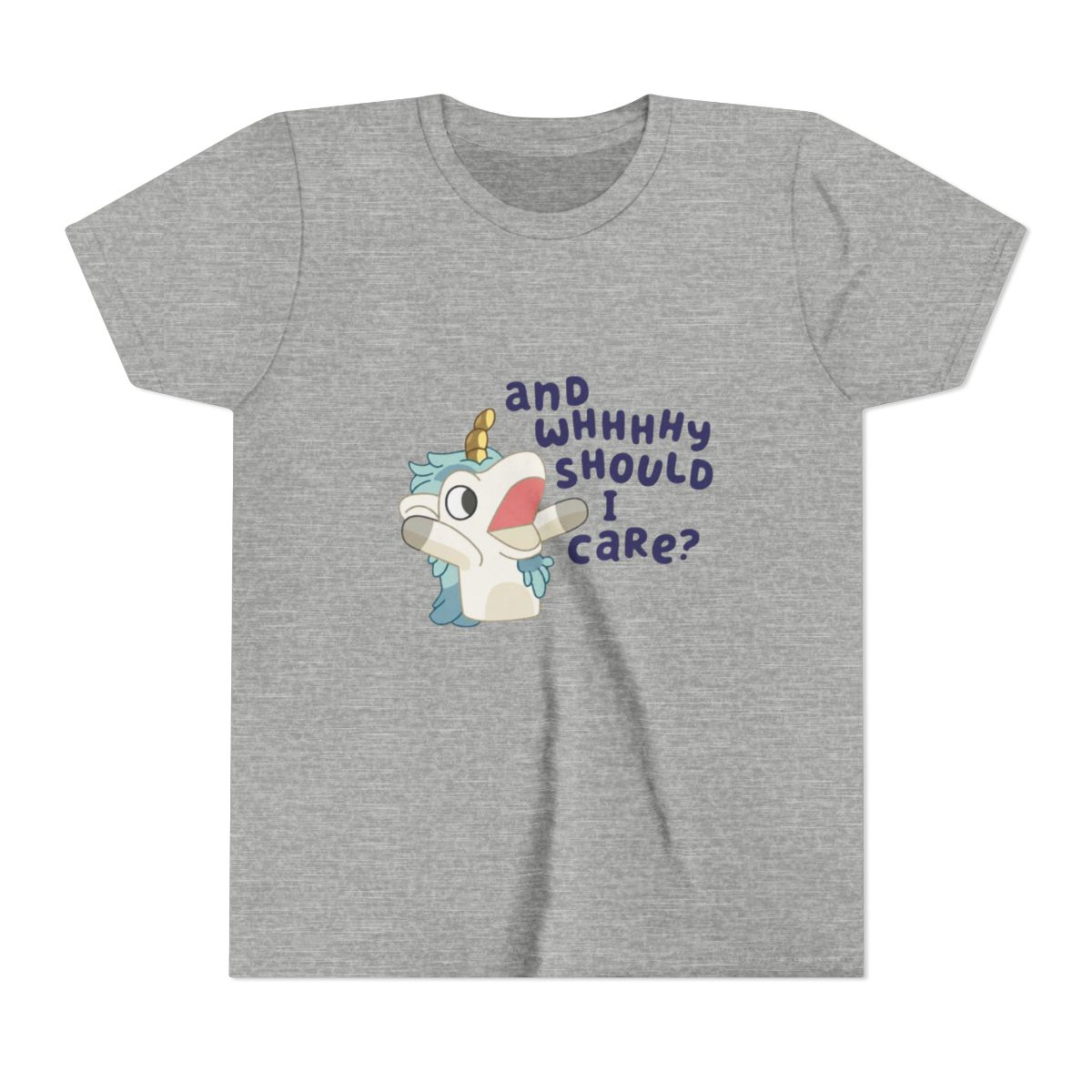 Cute Bluey Unicorse Why Should I Care Bluey Family Vintage Cartoon Kids T Shirt - alternate angle 4, merchandise