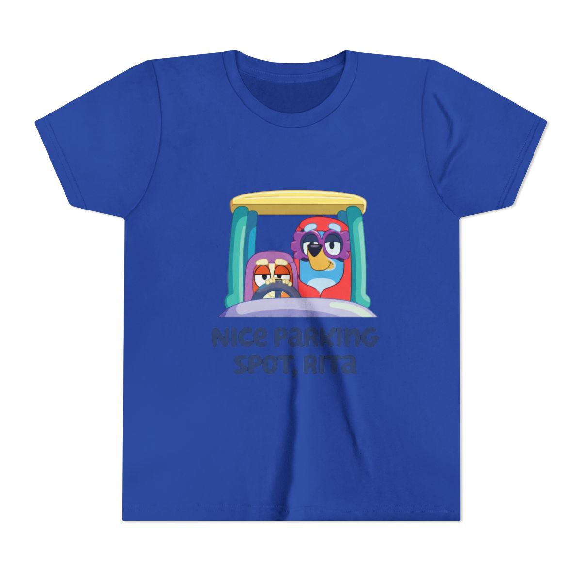 Vintage Cartoon Bluey Grannies Janet and Rita Kids T Shirt - alternate angle 3, merchandise